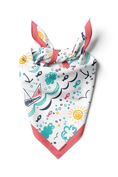 Modabutik G69 Kadın Kayık Desenli 50x50 Bandana HYL DG0787-22