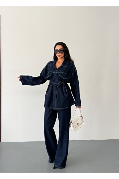 HAZEF LACİVERT KOT PANTOLON TAKIM