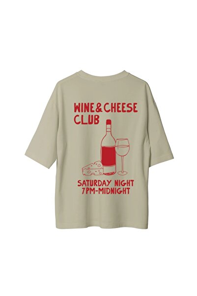 CANDLEMASTORE Wine Cheese Club - Oversized T-Shirt