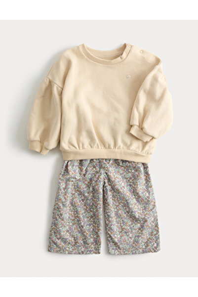 Marks & Spencer Pamuk Karışımlı Sweatshirt & Baskılı Pantolon Takımı (0‑6 Yaş)