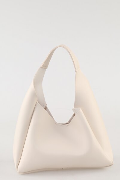 Yerli Krem Trend Dokulu Deri Içi Süet Çıtçıt Ve Fermuar Kapama Iç Bölme Orta Boy