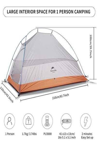Naturehike خيمة كلاود أب-1 خفيفة الوزن ومقاومة للماء لشخص واحد