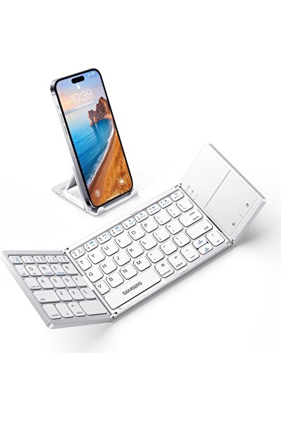 Arabest Foldable Bluetooth Keyboard with Touchpad - Portable Wireless Keyboard with Holder
