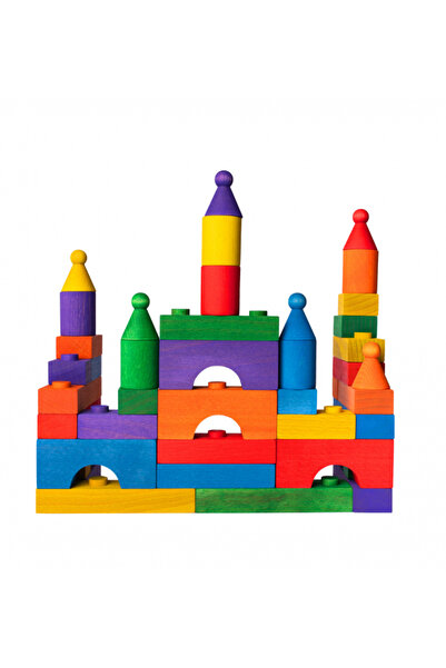 Tarnawa Puzzle de construcție din lemn colorat Cubito