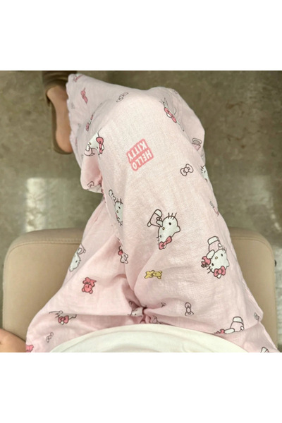 Choice بنطلون بيجاما من القطن الخالص بتصميم هيلو كيتي من سانريو، واسع الساقين...