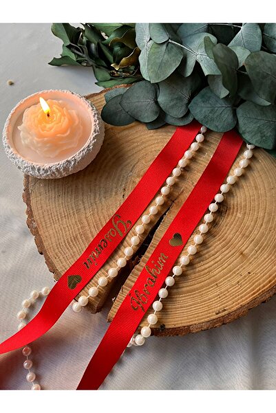 cev den store Kişiye Özel İsimli Dökülen Sıralı Saten 2 cm Yüzük Nişan Kurdel...