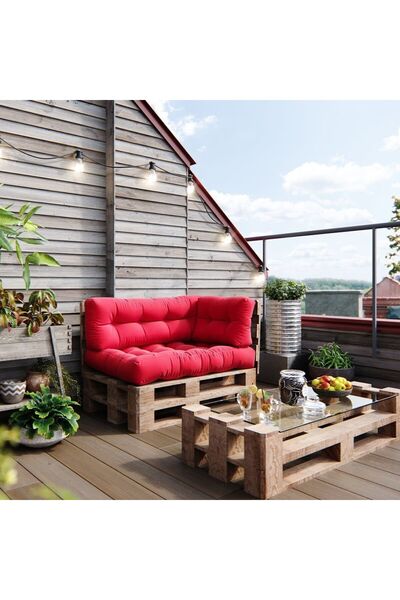 beyzima 120x80 Palet Minderi Bahçe Mobilyası Bahçe Minderi kırmızı