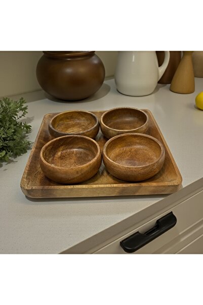 SepetçiBaba Akasya - 5 Parça Tepsili Kase Seti - 6707