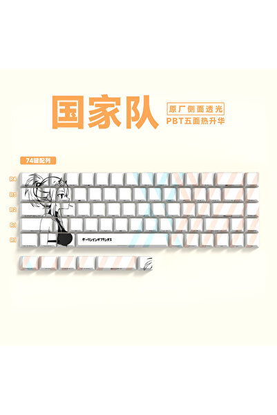 silabor 74 Tuşlu Klavye Keycaps, Yan Baskılı Arka Aydınlatmalı PBT 60/61/68 M...