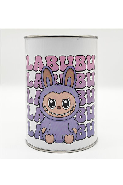 Dağtaş Kırtasiye Labubu Desenli Metal Kapaklı Kumbara 14 cm Mor Renk Orta Boy...