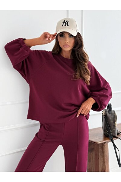 JANES Γυναικείο μακρυμάνικο φαρδύ κοστούμι μπλούζα και παντελόνι δύο τεμαχίων