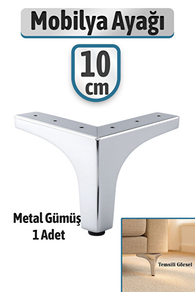 Badem10 Metalon 10cm Chrome Silver Metal Furniture Leg Durable Modern Triangle Sofa Coffee Table Desk Tv Unit