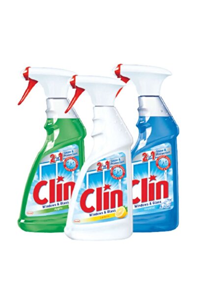 Clin Clin Window Cleaner Solution Package: Green Apple & Lemon & Blue Blue, 3x 500ML
