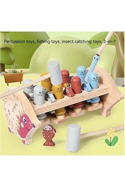 Arabest مجموعة ألعاب خشبية - لعبة قرع وصيد 3 في 1، هدية مثالية للأطفال من سن ...