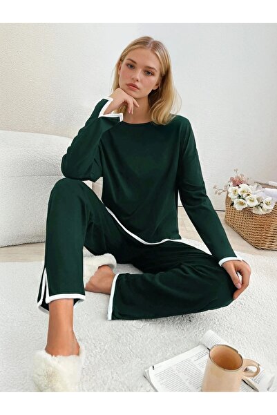 CARLA MARA Σετ πιτζάμες Relax Fit Single Jersey Πράσινο