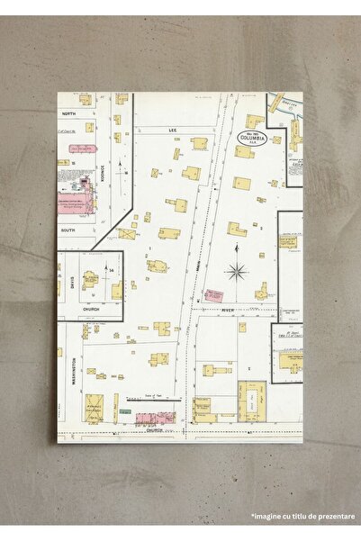 VreauPoster Poster A4 Hartă Asigurare Sanborn 1903, Columbia Alabama, Tablou ...