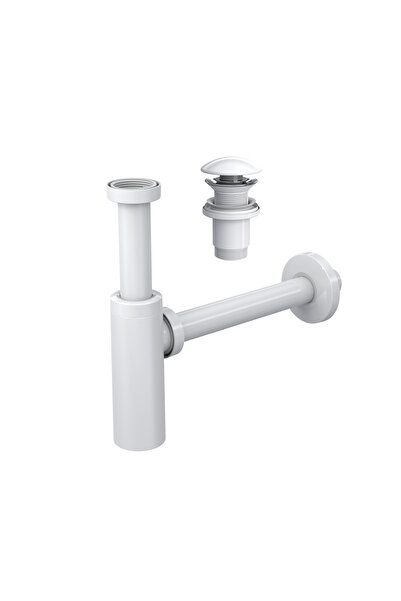 Moon Ayarlanabilir Lavabo Sifonu + Elixir Pop-Up Set (Parlak Beyaz- Taşma Deliksiz)