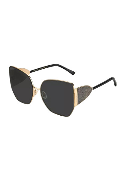 Jimmy Choo RIVER/S Cat-eye Metal Frame Sunglasses, Black/Gold, 61-16-145