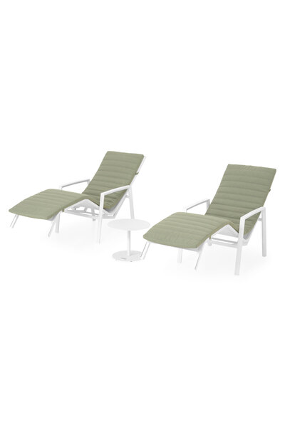 Maison Mex Set 2 sezlonguri si masuta grădină/terasă, ACCOR/COSMO, alb/gri