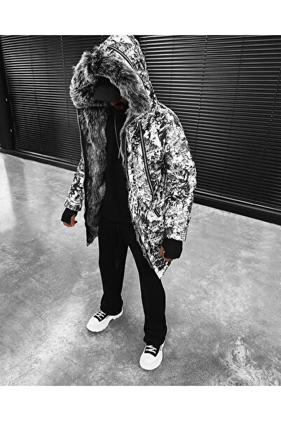 İKONAMODA Erkek Dağ desen Tasarım Mont