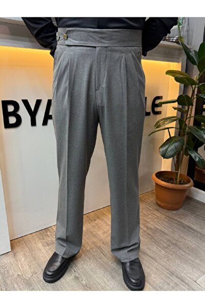 BYATA MENS STYLE Men's Italian Cut High Waist Fabric Trousers