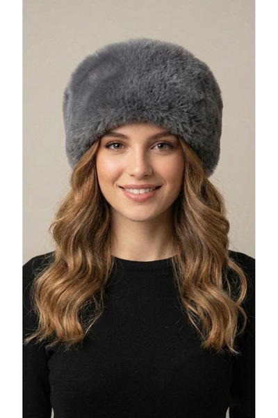 FATELLA Women's Smoked Fur Russian Model Kalpak Hat - Winter Soft Plush