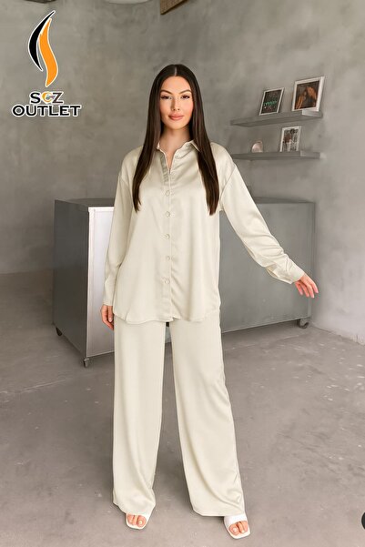 SCZ Kadın saten Gömlek Takım
