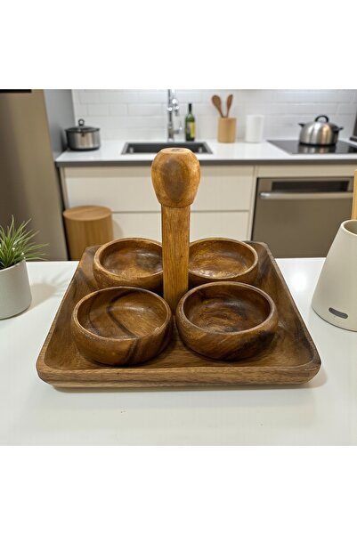 SepetçiBaba Akasya - 6 Parça Kaseli Tutmalı Servis Çerez Seti - 6705