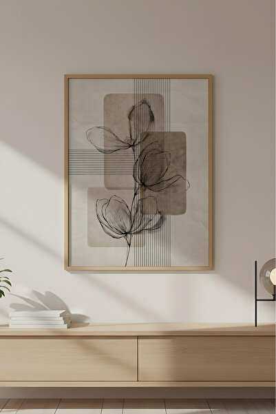 huhuli Ahşap Çerçeveli Wabi Sabi Koleksiyon Tablo Huhu757