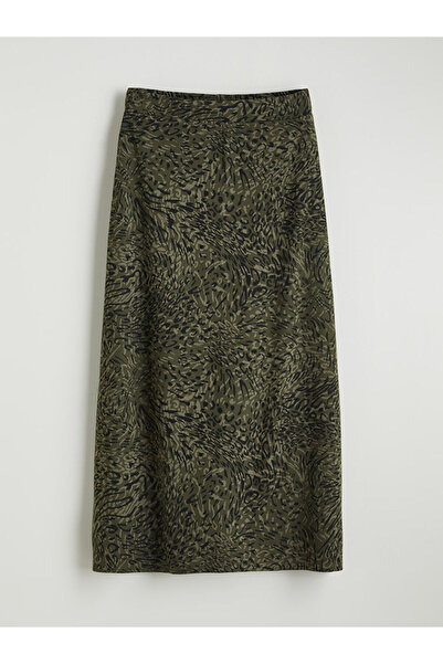 LC Waikiki Mg trend'en khaki patterned skirt with elastic waist