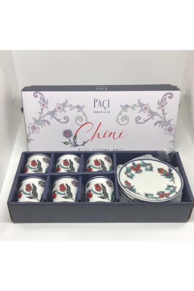 Lebron Lale Desen Lüx Porselen Kahve Fincan Takımı 6'LI