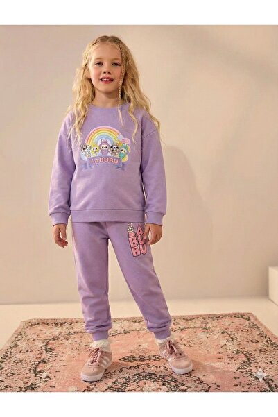 G-Smart Kids Lila Labubu Baskılı Kız Çocuk Eşofman Takım