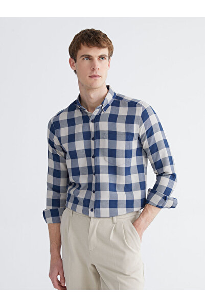 LC Waikiki Beige Regular Fit Plaid Men's Shirt