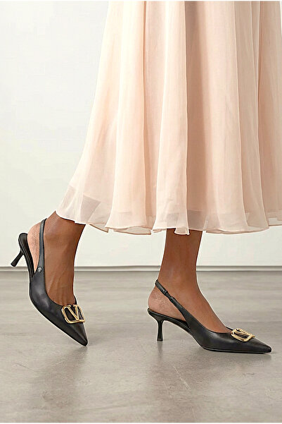 Gökhan Talay Liselotte Flexible Soft Non-Slip Sole (4 cm) Black Skin Open Ela...