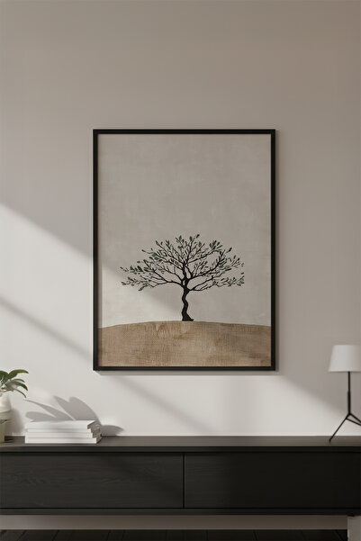 huhuli Ahşap Siyah Çerçeveli Wabi Sabi Koleksiyon Tablo Huhu734