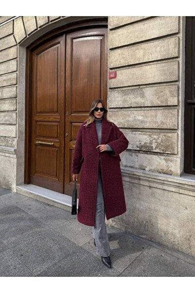 LUJJE معطف نسائي طويل من مزيج الصوف