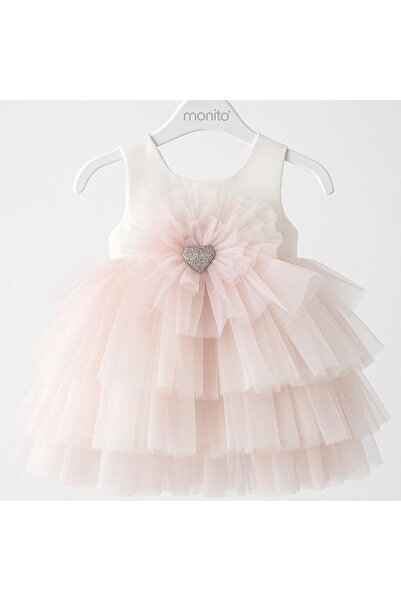 Miss Hely Girls Kids KIZ BEBEK 2854 ÖNÜ KALP DETAY ABİYE GKMH0017