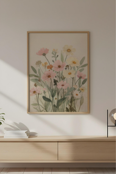 huhuli Ahşap Çerçeveli Wabi Sabi Koleksiyon Tablo Huhu754