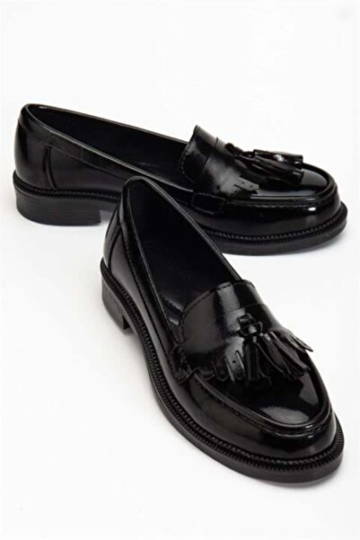 Les Passent Pantofi casual pentru femei Flex din piele lacuita neagra