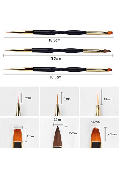 genric Nail Brush (3 Pieces) - Gel/UV Nail Art Brushes