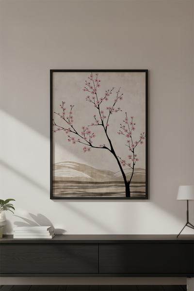 huhuli Ahşap Siyah Çerçeveli Wabi Sabi Koleksiyon Tablo Huhu741