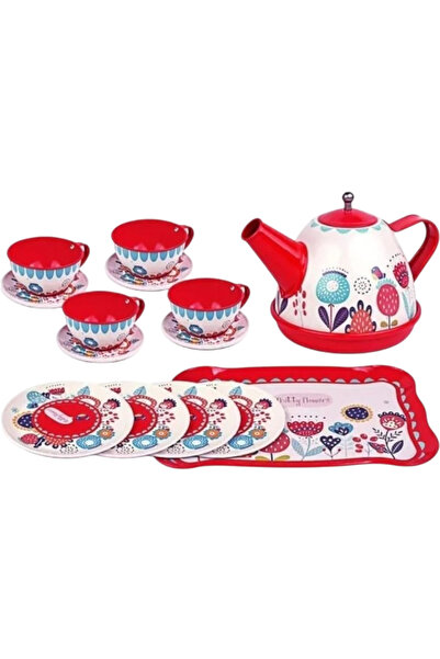 Toybox طقم شاي لحفلات الشاي للأطفال، مناسب للفتيات الصغيرات، مع بيت لعب وأبار...