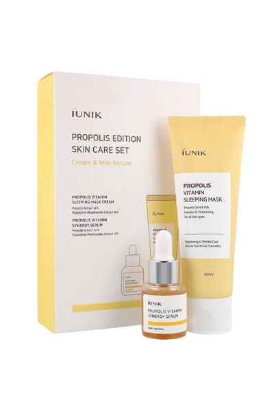 iUNIK Ediție Propolis (Mască de somn cu propolis 60ml + Ser cu propolis 15ml) - Set de îngrijire facială cu propolis