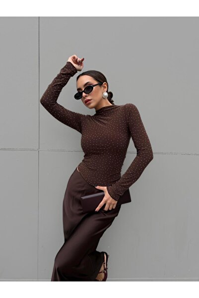 minaaise Bluză de damă din țesătură maro Sandy Stone 30098