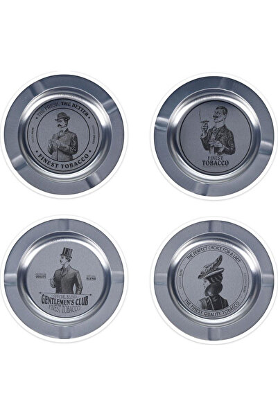 Excellent Houseware Set of 4 ashtrays, metal, 14 cm, silver