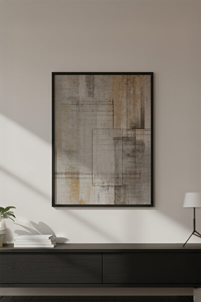 huhuli Ahşap Siyah Çerçeveli Wabi Sabi Koleksiyon Tablo Huhu730