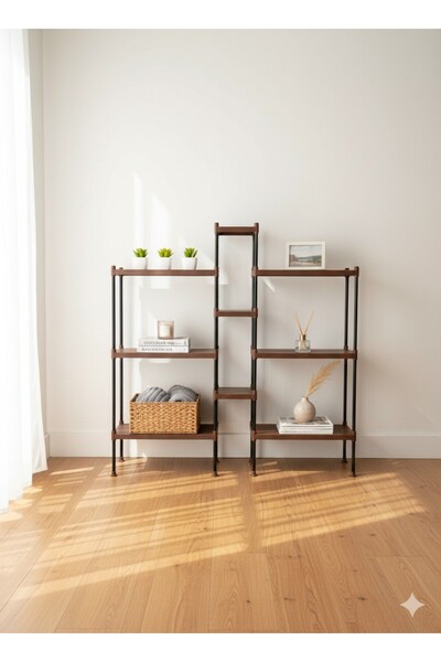 Lider Tunç Geniş Çok Katlı Metal Gövdeli Kitaplık Raf Düzenleyici | Banyo Mut...