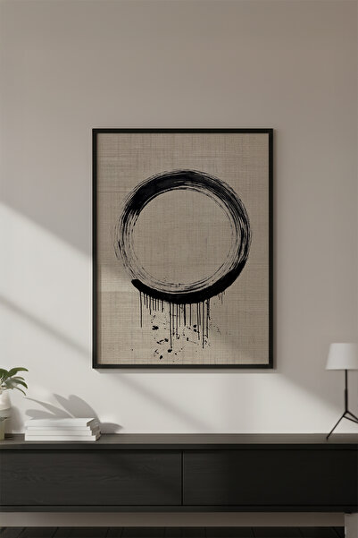 huhuli Ahşap Siyah Çerçeveli Wabi Sabi Koleksiyon Tablo Huhu729