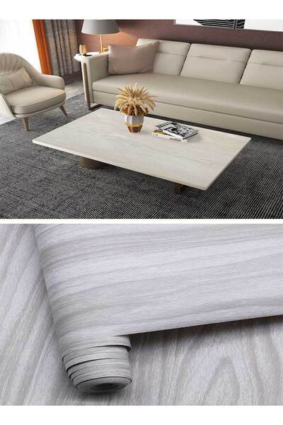 RAWAID ورق جدران فينيل لاصق بنقشة خشبية رمادية، مقاس 17.7 بوصة × 130 بوصة، من...