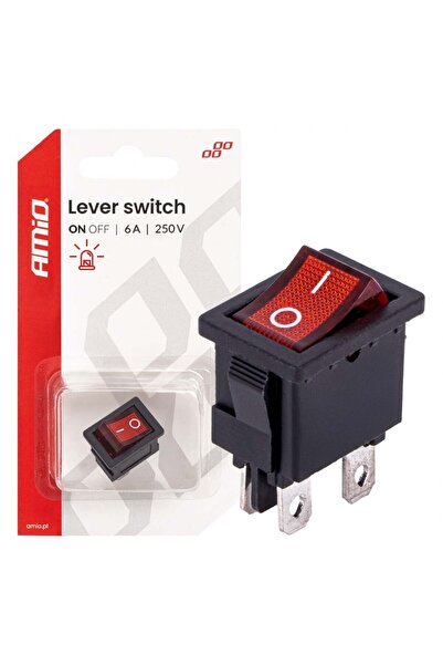 AMIO Întrerupător basculant iluminat roșu 6A 250V AMIO-04439